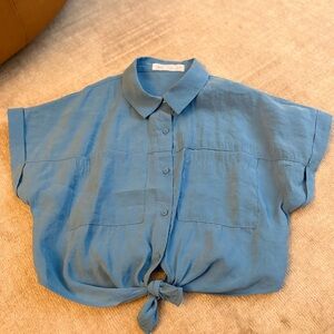 Blue Button-Up kids Top